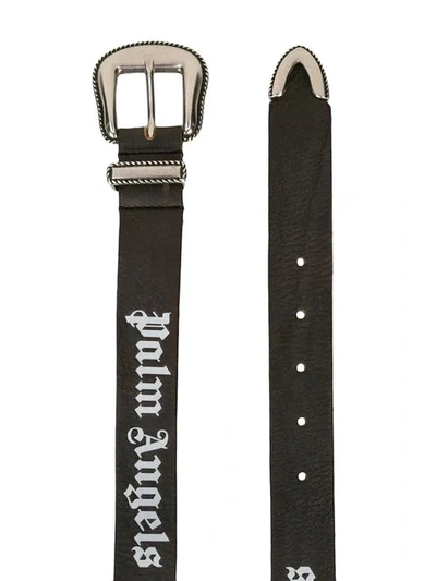 Shop Palm Angels Logo Print Western Belt - Black