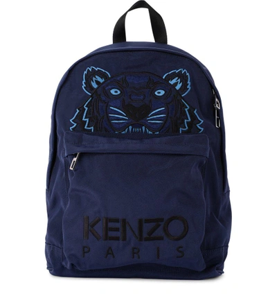 Shop Kenzo Blue Fabric Backpack With Tiger