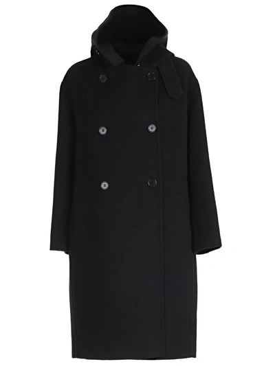 Shop Twinset Double Breasted Parka In Nero