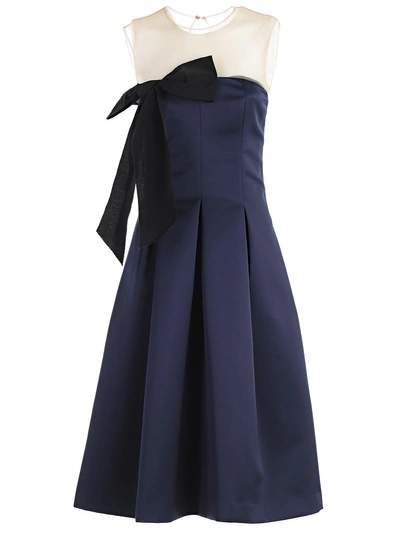 Shop P.a.r.o.s.h Bow Detail Midi Dress In Blue