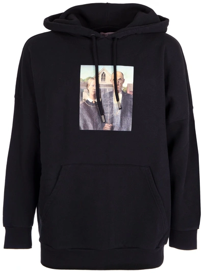 Shop Palm Angels 'american Gothic' Hoodie In Nero