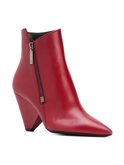 Shop Saint Laurent Niki 85 Asymmetric Boots In Red