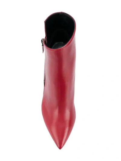 Shop Saint Laurent Niki 85 Asymmetric Boots In Red