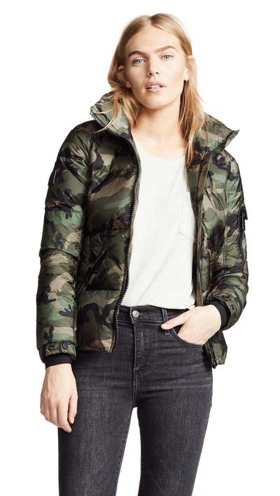 Shop Sam Camo Freestyle Short Down Jacket In Olive Camo