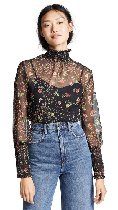 Shop Bailey44 Misha Floral Printed Blouse In Black Multi