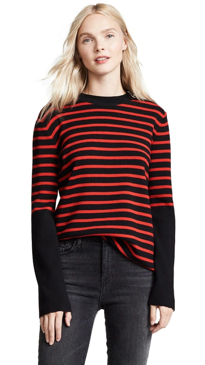 Shop Belstaff Starfield Bretton Stripe Sweater In Black/lava Red