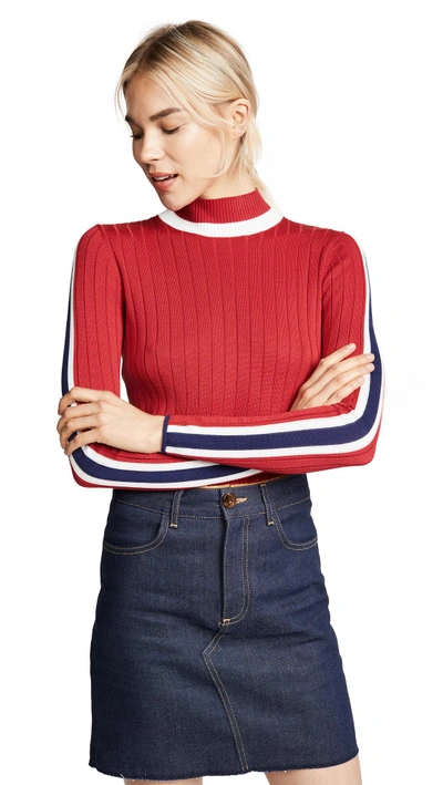 Shop Glamorous Varsity Sweater In Navy/red