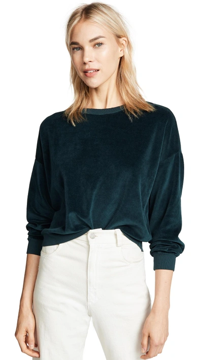 Shop Nsf Farrah Velvet Sweatshirt In Emerald