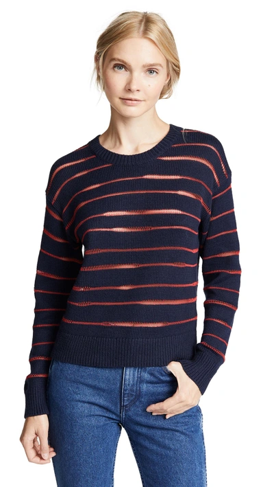Shop Rag & Bone Penn Crew Neck Sweater In Navy/red