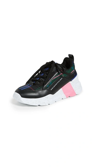 Shop Msgm Hiking Trainer Sneakers In Black/red/pink