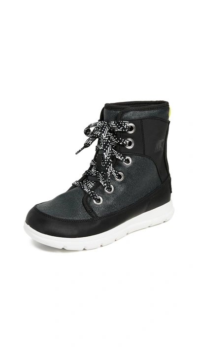 Shop Sorel Explorer 1964 Booties In Black/sea Salt