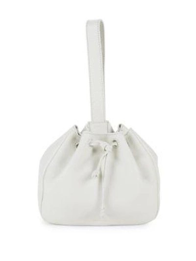 Shop Steven Alan Ethan Leather Drawstring Wristlet In Black