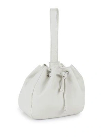 Shop Steven Alan Ethan Leather Drawstring Wristlet In Black