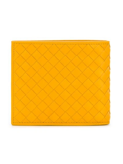 Shop Bottega Veneta Intrecciato Weave Bi-fold Wallet - Orange