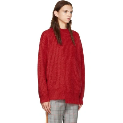 Shop Calvin Klein 205w39nyc Red Oversized Needle Punch Knit Sweater In 623 Red