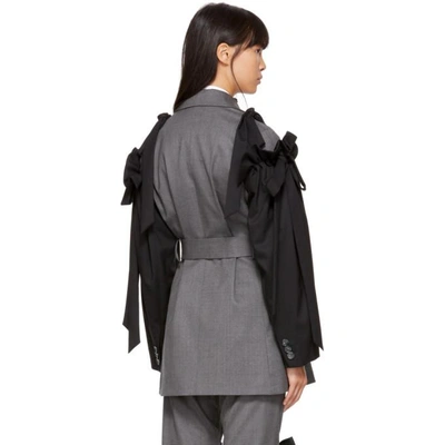 Shop Simone Rocha Grey And Black Bows Belted Blazer In Ch/black