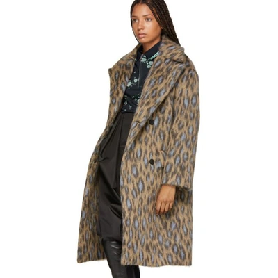 Shop Kenzo Beige Leopard Coat In 08 Sand