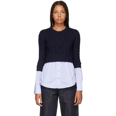 Shop Kenzo Navy And Blue Mix Sweater In 62glacier