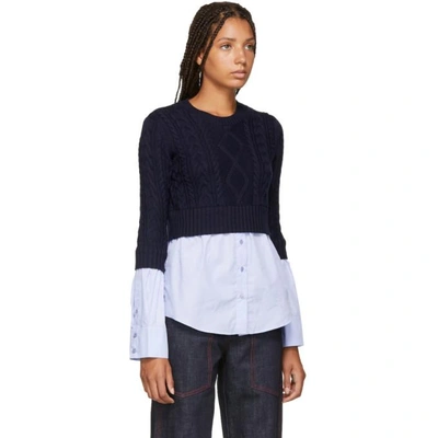 Shop Kenzo Navy And Blue Mix Sweater In 62glacier