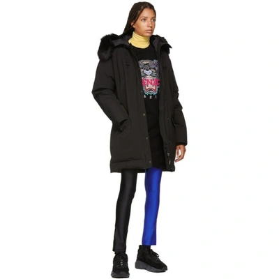 Shop Kenzo Black Technical Canvas Parka In 99black