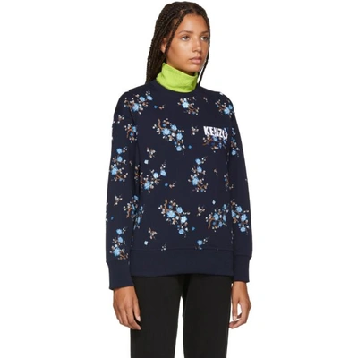 Shop Kenzo Navy Floral Comfort Sweatshirt In 78ink