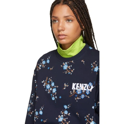 Shop Kenzo Navy Floral Comfort Sweatshirt In 78ink