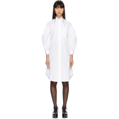 Shop Simone Rocha White Beaded Shirt Dress In Wh/blk