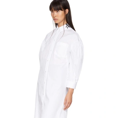 Shop Simone Rocha White Beaded Shirt Dress In Wh/blk