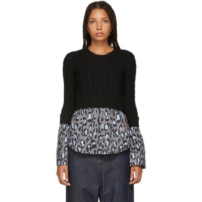 Shop Kenzo Black And Grey Leopard Mix Sweater In 93grey