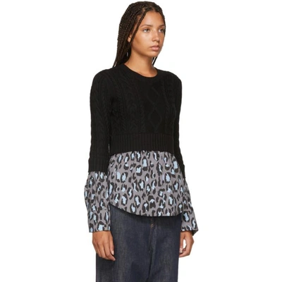 Shop Kenzo Black And Grey Leopard Mix Sweater In 93grey