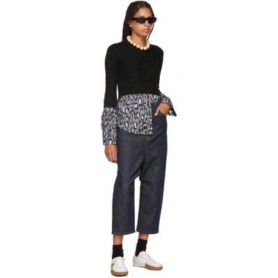 Shop Kenzo Black And Grey Leopard Mix Sweater In 93grey