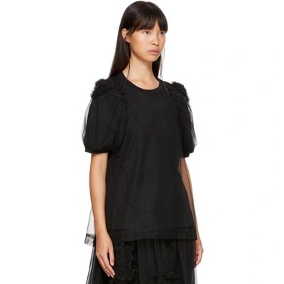 Shop Simone Rocha Black Ruched Tulle Underlay T-shirt