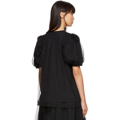 Shop Simone Rocha Black Ruched Tulle Underlay T-shirt