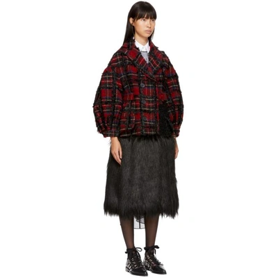 Shop Simone Rocha Red And Black Plaid Double-breasted Coat In Red Black