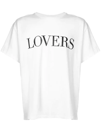 Shop Amiri Lovers Slogan T-shirt In White