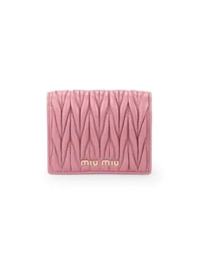 Shop Miu Miu Women's Matelassé Leather Bi-fold Wallet In Orchidea