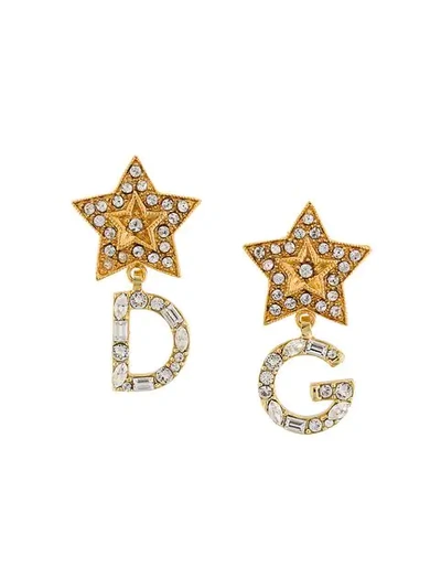 Shop Dolce & Gabbana Dg Drop Earings In Metallic