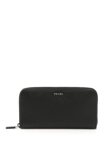 Shop Prada Rectangular Zip Wallet In Red