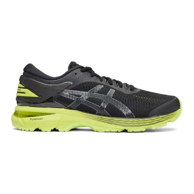 Shop Asics Black And Green Gel-kayano 25 Sneakers In Black/lime