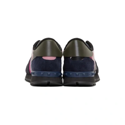 Shop Valentino Blue And Pink  Garavani Camo Rockrunner Sneakers In Eum Blue