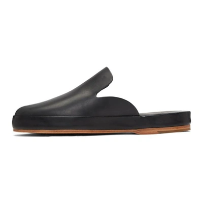 Shop Feit Black Hand Sewn Slide Loafers