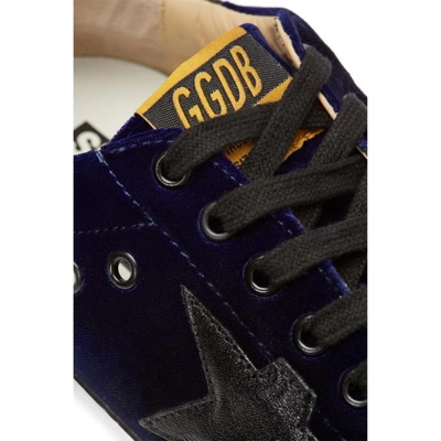 Shop Golden Goose Blue Velvet Superstar Sneakers