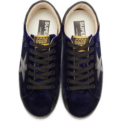 Shop Golden Goose Blue Velvet Superstar Sneakers
