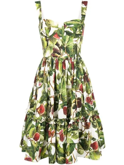 Shop Dolce & Gabbana Printed Poplin Dress In Green