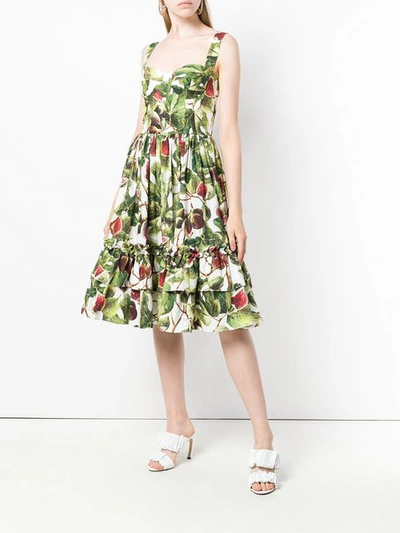 Shop Dolce & Gabbana Printed Poplin Dress In Green