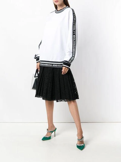 Shop Dolce & Gabbana Logo Stripe Long In White