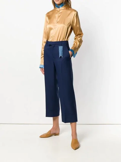 Shop The Gigi Wide Leg Cropped Trousers In Blue
