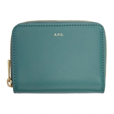 Shop Apc A.p.c. Blue Emmanuelle Compact Wallet In Iaa Bleu