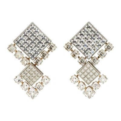Shop Lanvin Gold And Silver Crystal Clip-on Earrings In S2 Crystal