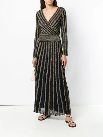 Shop Missoni Striped V-neck Lurex Dress - Black